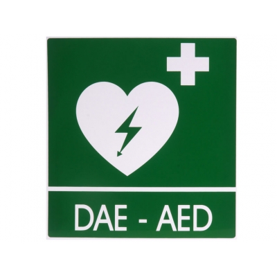 DAE-AED ALUMINIUM SIGN 34x36 cm pro defibrilátory