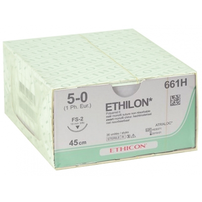 ETHICON ETHILON MONOFILAMENT SUTURES - měřidlo 5/0 jehla 19 mm