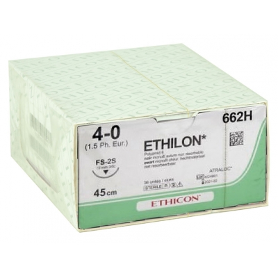 ETHICON ETHILON MONOFILAMENT SUTURES - kalibr 4/0 jehla 19 mm