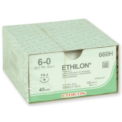 ETHICON ETHILON MONOFILAMENT SUTURES - kalibr 6/0 jehla 16 mm