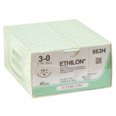 ETHICON ETHILON MONOFILAMENT SUTURES - měřidlo 3/0 jehla 24 mm