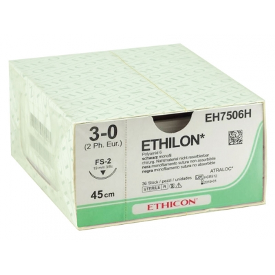 ETHICON ETHILON MONOFILAMENT SUTURES - měřidlo 3/0 jehla 19 mm